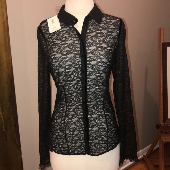 Wolford Tops - WOLFORD NWT LACE BUTTON DOWN SHIRT